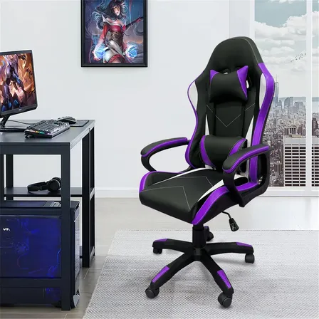 Cadeira Gamer Python Fly Violeta Ergonômica Altura Regulável Couro Sintético