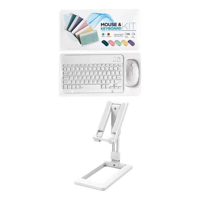 Kit De Teclado Bluetooth Con Ratón + Soporte Teléfono/tablet