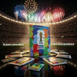 Álbum Capa Mole Fifa World Cup 2026 + 12 Pacotes Figurinhas