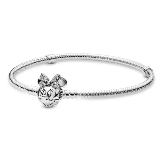 Pandora Disney Pulsera Minnie Mouse Cad./serp. Cierre Pavé Color Plata Largo 19 Cm