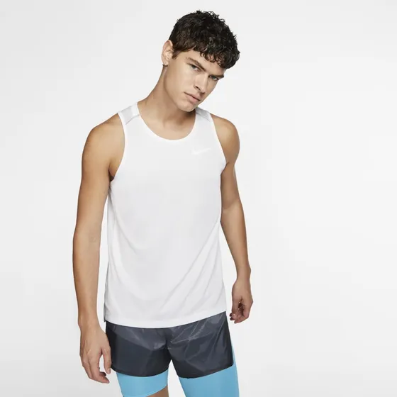 Camiseta Tirantes Running Hombre Nike Dri-fit Miler Blanco