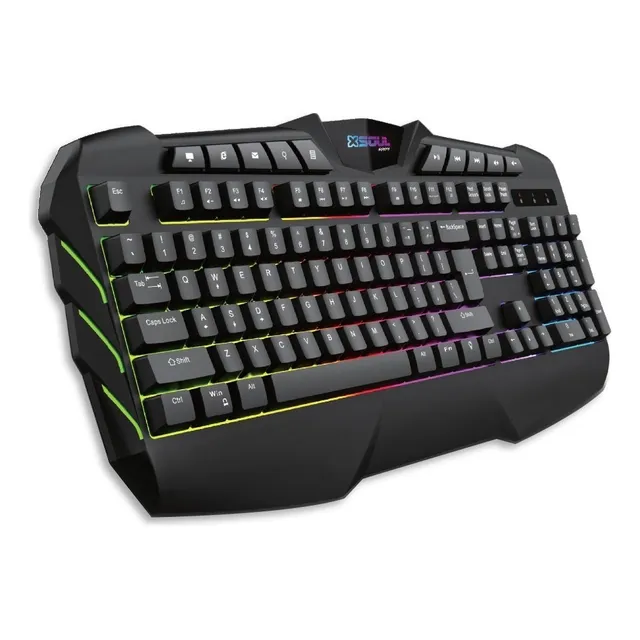 Teclado Gamer Soul Xk700 Qwerty Color Negro Con Luz Rgb Idioma Español