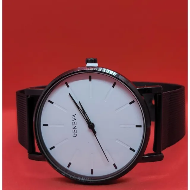 Reloj Geneva Kl959 Hombre Negro Metalico Hebilla
