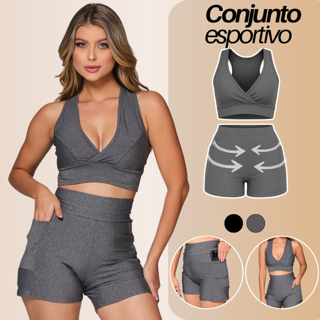 Conjunto Academia Feminino Moda Fitness Bolso Celular Conjunto Academia Feminino Moda Fitness Bolso Celular