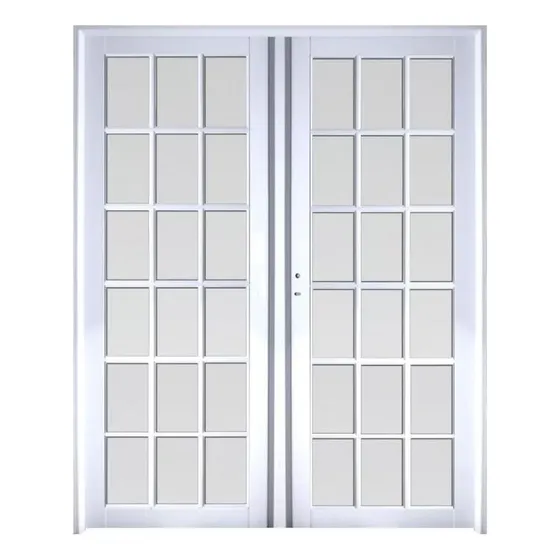 Porton Puerta Doble Aluminio Blanco Vidrio Repartido 160x200