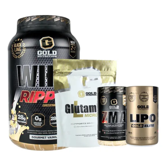 Whey Ripped + Glutamina + Zma + Lipo Burn . Gold Nutrition. Outlet