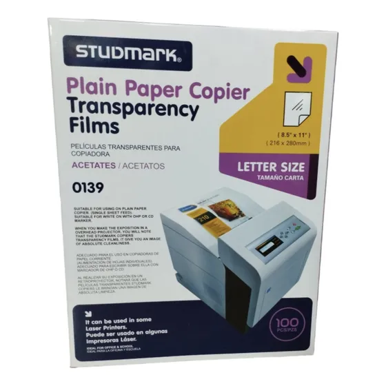 Acetato Transparente Para Imprimir Laser X100 Laminas Carta