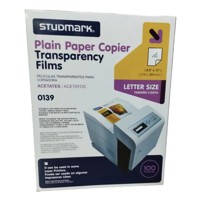 Acetato Transparente Para Imprimir Laser X100 Laminas Carta