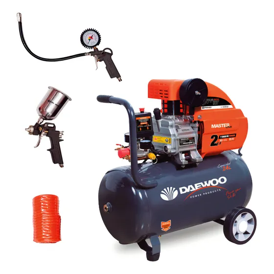 Compresor de aire eléctrico portátil Daewoo DAC24D monofásico 24L 2hp 220V 50Hz negro/naranja