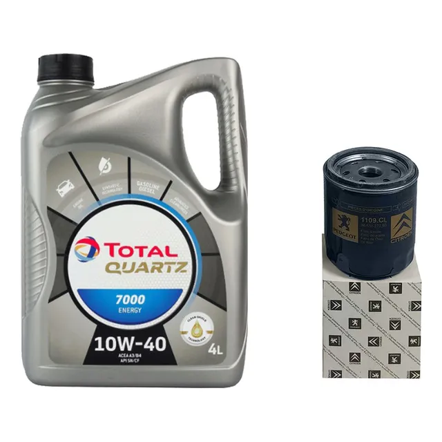 Filtro + Aceite Total Quartz 7000 X 4 L P/ Peugeot 206 1.9 D