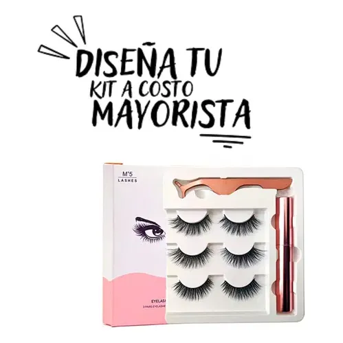 Kit Pestañas Corridas Magnéticas Con Delineador Pinza