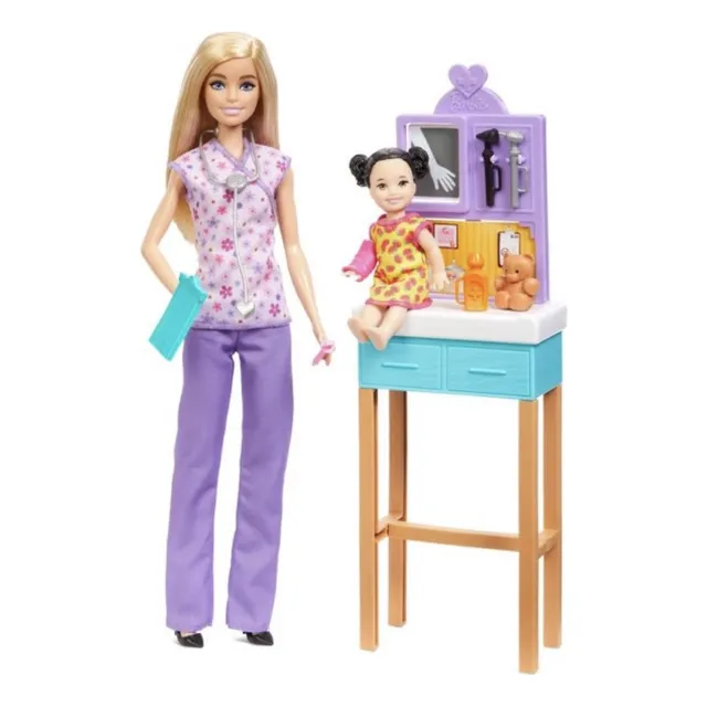 Muñeca Barbie Pediatra Accesorios Y Muñeca Pequeña 30 Cm