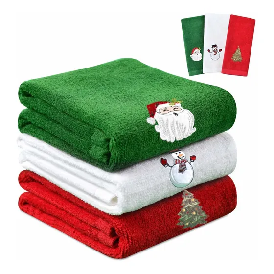 Juego Toalla Mano Navidad 18 X 12  Algodon Cocina 3