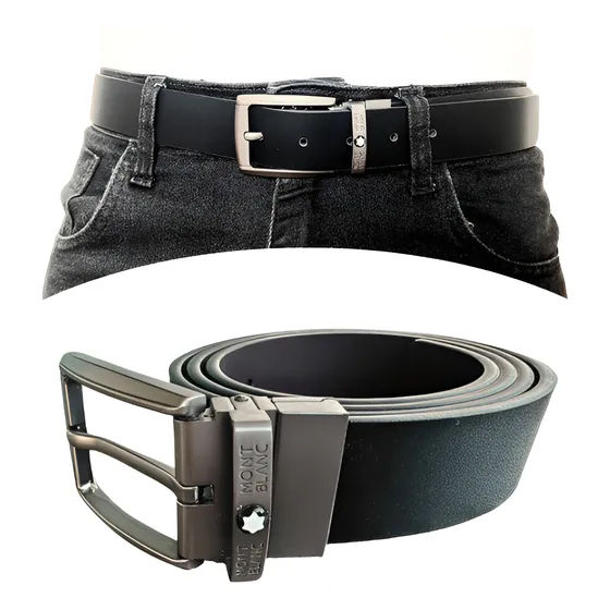 Mont Blanc Cinto De Couro 2 Lados Preto/marrom Preto/marrom 44 - 110 Cm