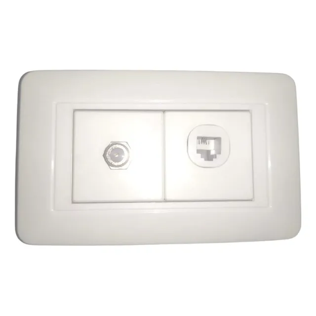  Toma De Tv + Teléfono  Blanco 3 Unidades