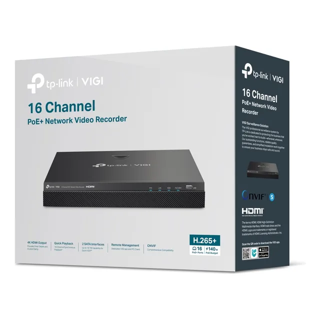 Nvr Tp-link Vigi 16 Canales Poe 4k 140w Audio Two Way H.265+