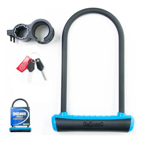 Candado Tipo U 8153 Neon 23cmx11.5cm Bici Azul Onguard