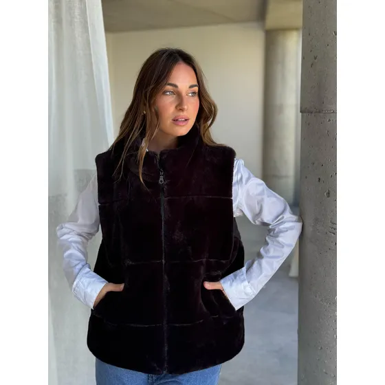 Chaleco De Piel Sintética Tipo Puffer Mujer - Estilo Único