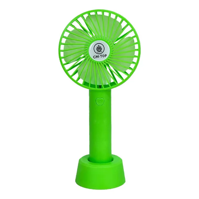 Ventilador Mano Portátil 3 Velocidades Con Base Recargable Color Verde