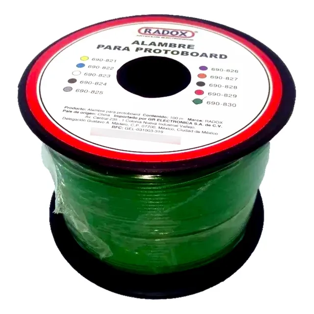 Protoboard Radox Rollo 100m Alambre Estañado Verde