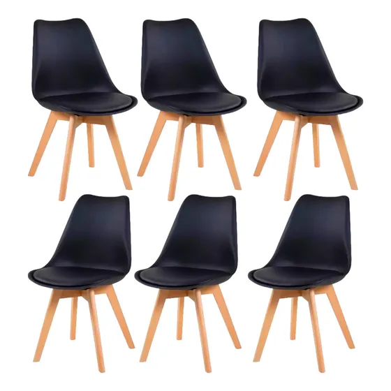 Kit 6 Cadeiras Modelo Tulipa, Sala Jantar, Escritório Estrutura Da Cadeira Preto
