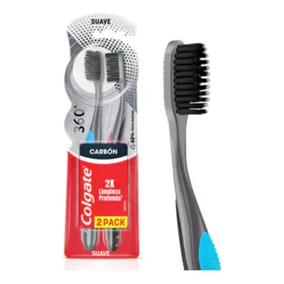 Pack X2 Cepillo De Dientes Colgate® 360° Carbón Lim Profunda