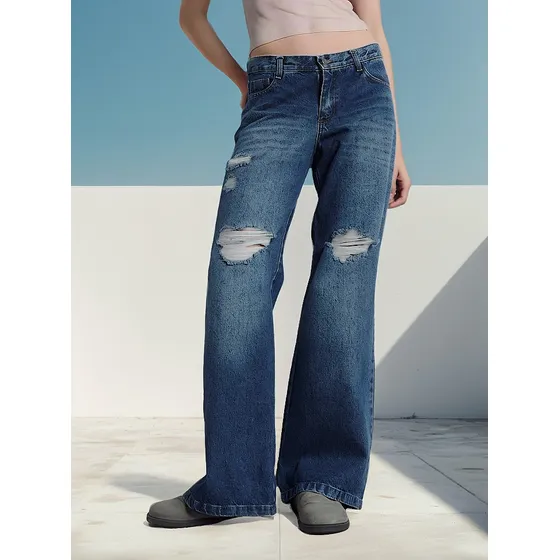 Pantalón Mujer Maitry Jeans Wide Bio Rotura Denim