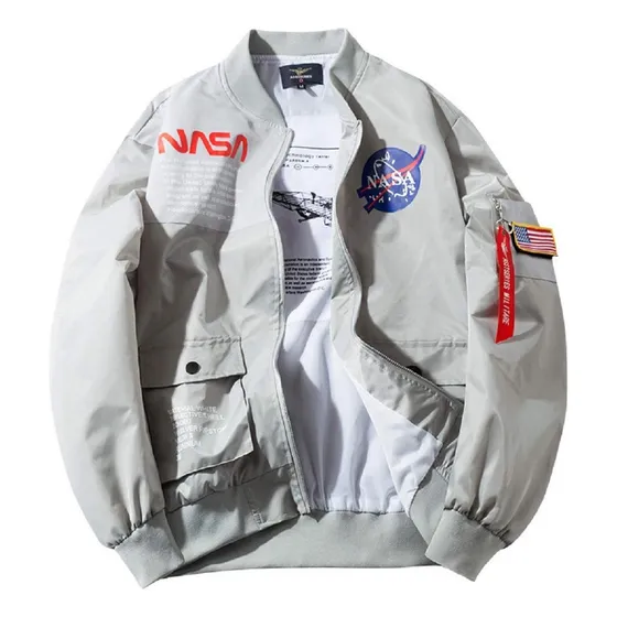 Chaqueta Bomber Con Ajuste De Parche Apollo Nasa Para Hombre