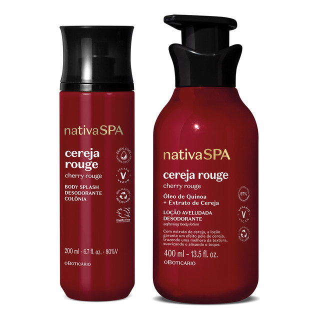 Combo Nativa Spa Cereja Rouge: Loção Corporal 400ml + Body Splash 200ml