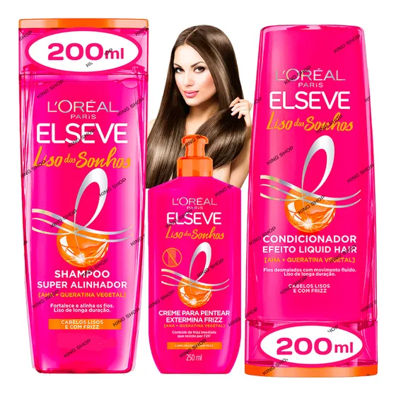 Kit Elseve Shampoo Condicionador Creme Liso Dos Sonhos 200ml