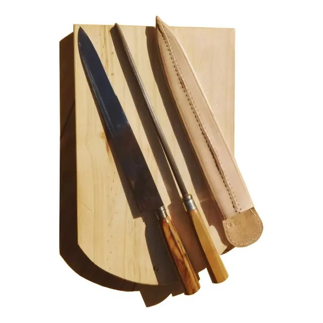 Juego De Cuchillo Y Chaira Solingen Olivo Hoja 26cm