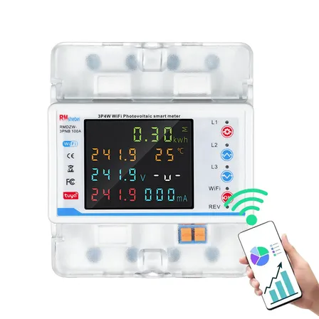 Relogio Medidor De Consumo De Energia Eletrica Wifi 127v/220v Trifásico De 4 Pólos Digital Interno Padrao Tuya Kwh