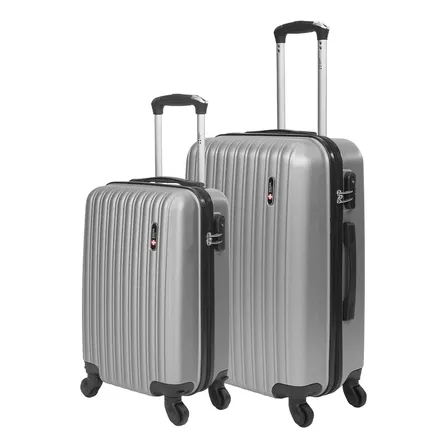 Kit de malas de viagem P/M ABS Rodas 360° Removíveis Londres Swiss Move Prata