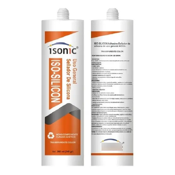 Silicon Transparente - Blanco Isonic Acetico Profesional 