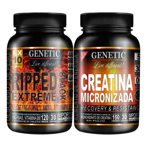 Quemador Grasas Fuerza Ripped Extreme Pura Creatina Genetic