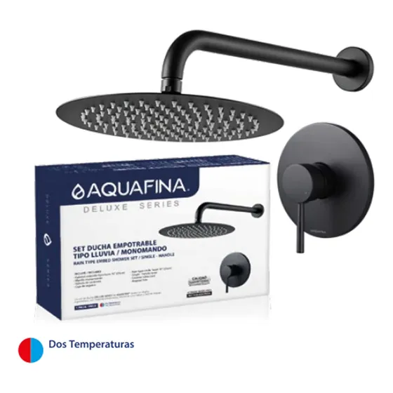 Set De Ducha Empotrada Tipo Lluvia Negro 10'' Aquafina