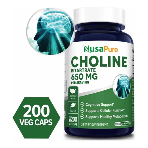 Colina Bitartrate 650mg (200 Cápsulas) Hecho En E.u. Sabor Sin Sabor