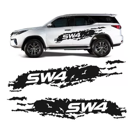 Kit Faixa Lateral Toyota Hilux Sw4 Adesivo Personalizado Cor Preto