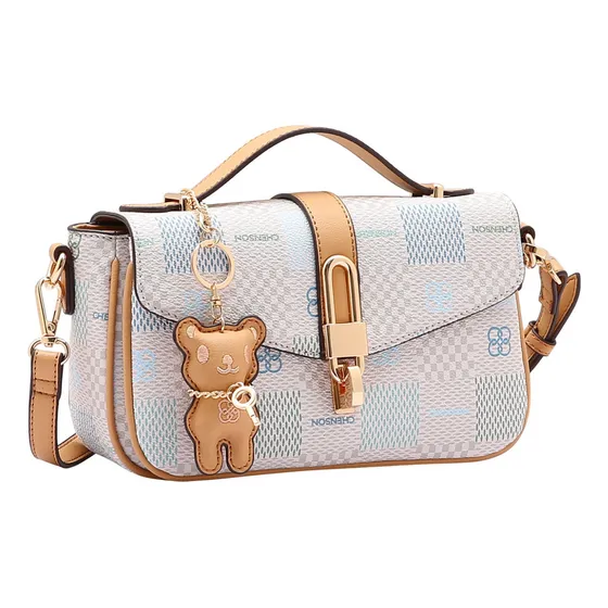 Bolsa Moderna De Luxo Monograma Chenson Com Chaveiro Ursinho