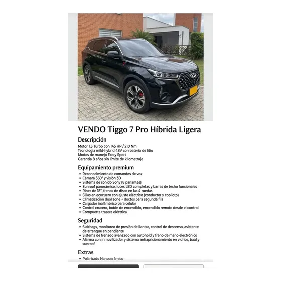 Chery Tiggo 7 Pro 2025 1.5 Mhev Luxury Cvt