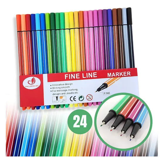 Kit Caneta Fine Line Cores Ponta Fina 0.4mm Cor Da Ti Tinta Kit 24 cores CORPO COLORIDO