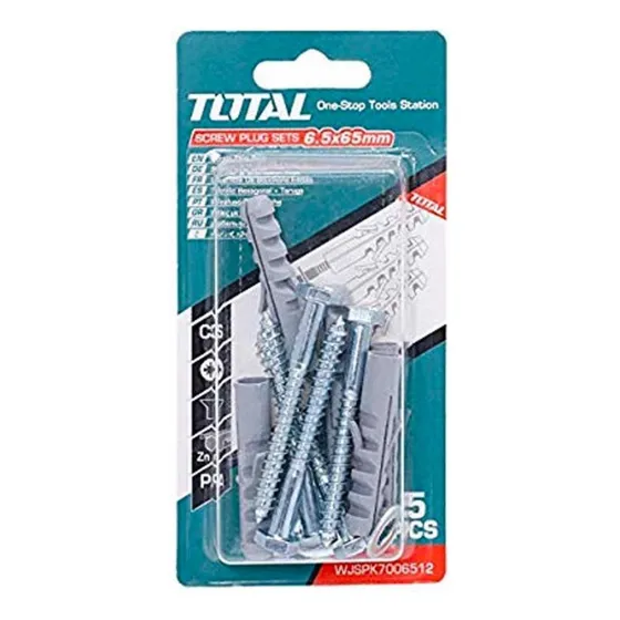 Set 5 Tacos Fisher 10mm + 5 Tornillos Hexagonales 65mm