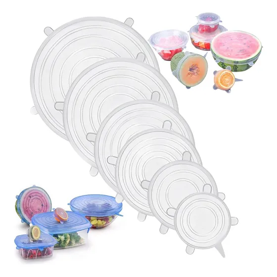 Set De 6 Tapas De Silicona Ajustables Y Reutilizables Ideal Para Conservación De Alimentos De Alta Calidad Everest