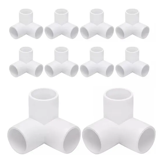 8 Pz Codo Rincon De 3 Vías En 1/2' Cédula 40 Hidráulico Pvc