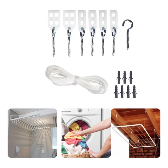 Kit Reparo Para Varal Teto Apartamento 13 Metros Lavanderia