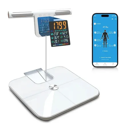 Balança Bioimpedância Corporal Digital 8 Sensores Profissional Bodyscan +app Balança Bioimpedância Eletrodos Corporal... Branco 127/220v