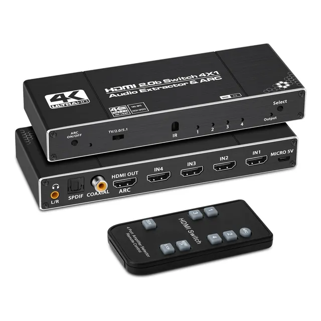 Hdmi 2.0 Switch 4x1 Audio Extractor 4k 120hz Arc Spdif
