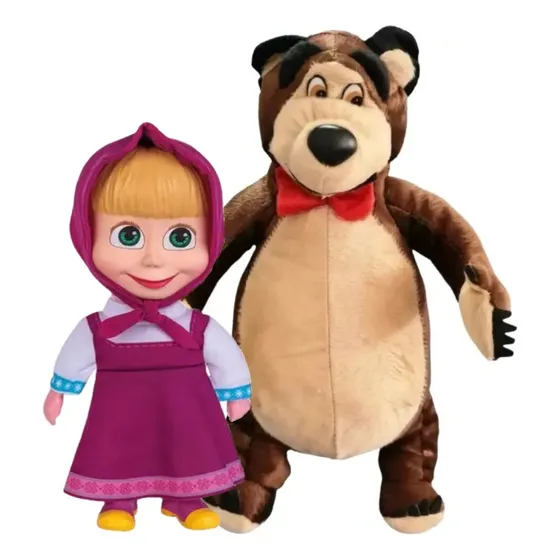 Masha E O Urso Boneca Vinil 25 Cm + Pelúcia 40 Cm Cotiplás