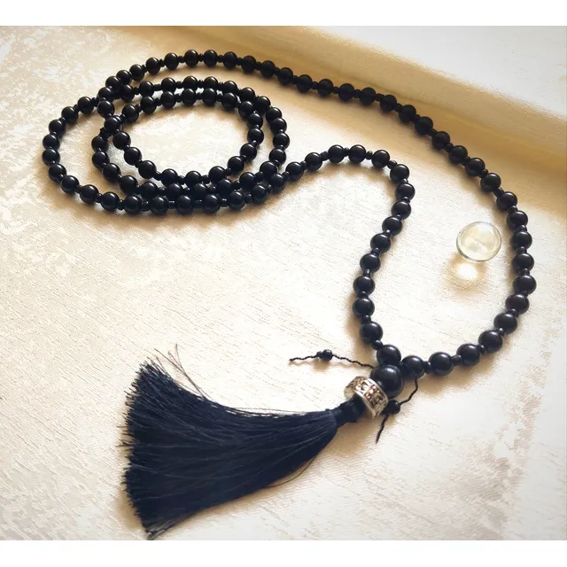 Japa Mala Elaborada En Hermoso Jade Negro.
