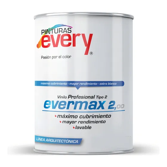 Pintura Vinilo Tipo 2 Evermax Galón - Gal  Acabado Mate Color Rojo